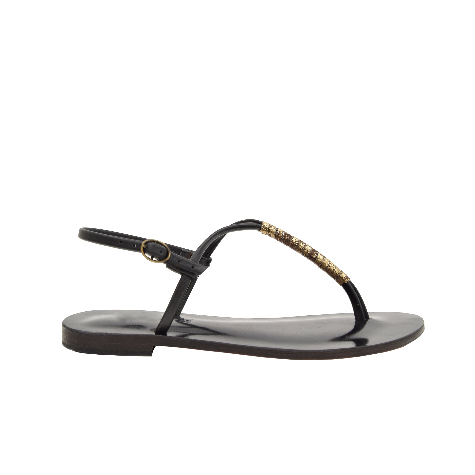 Riviera Black Leather Women's Sandals