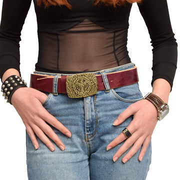 Leather Belt Purple with Changeable Buckle SereneGlo