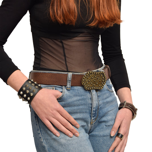 Leather Belt Brown with Changeable Buckle Viva