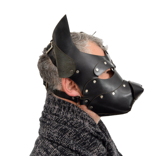 Black Leather Dog Mask