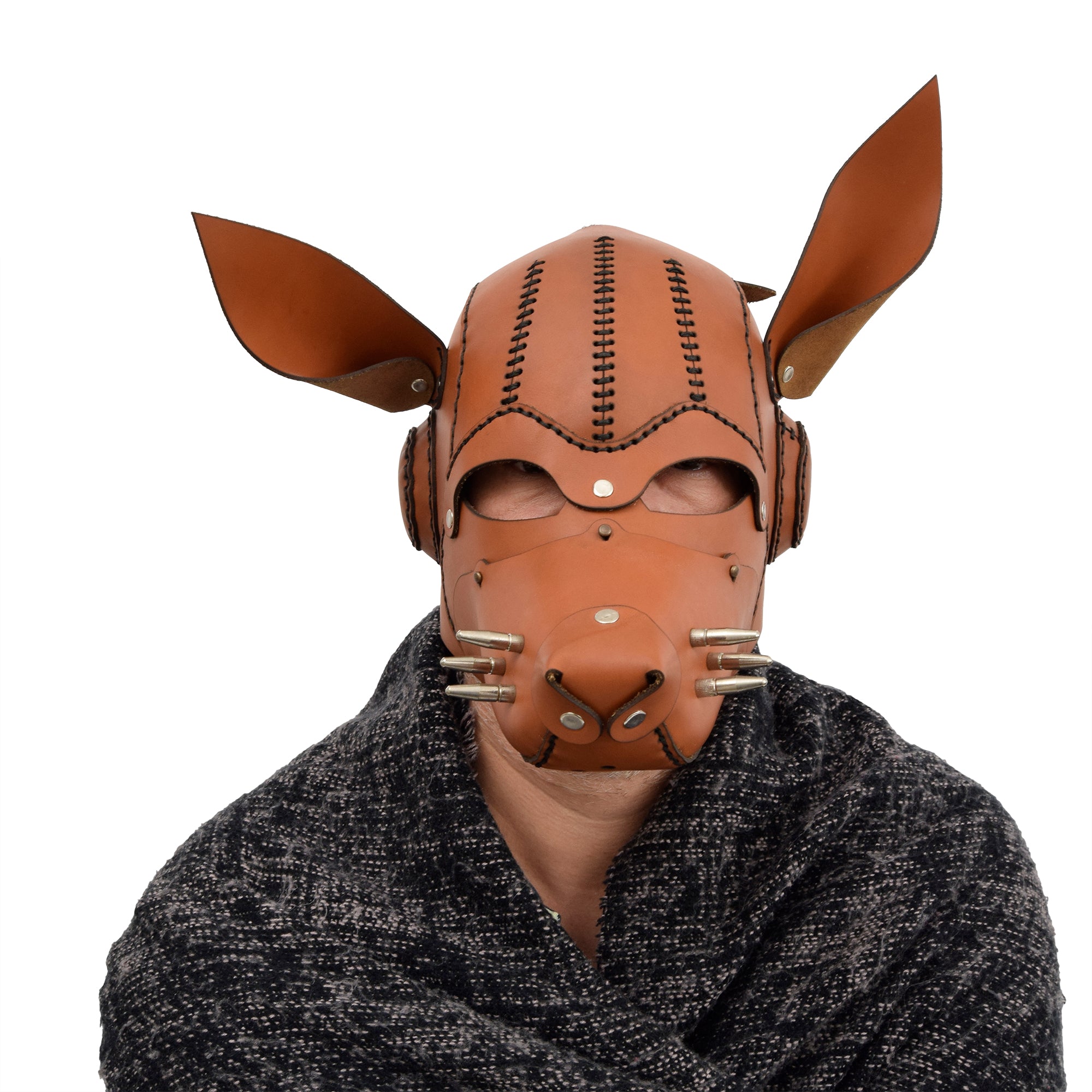 Tan Leather Dog Mask