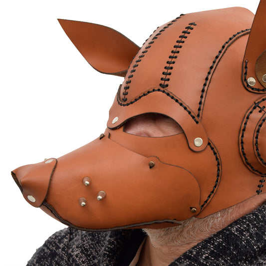 Tan Leather Dog Mask