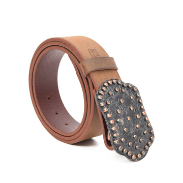 Leather Belt Tan with Changeable Buckle Pulse