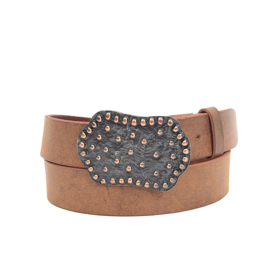 Leather Belt Tan with Changeable Buckle Pulse