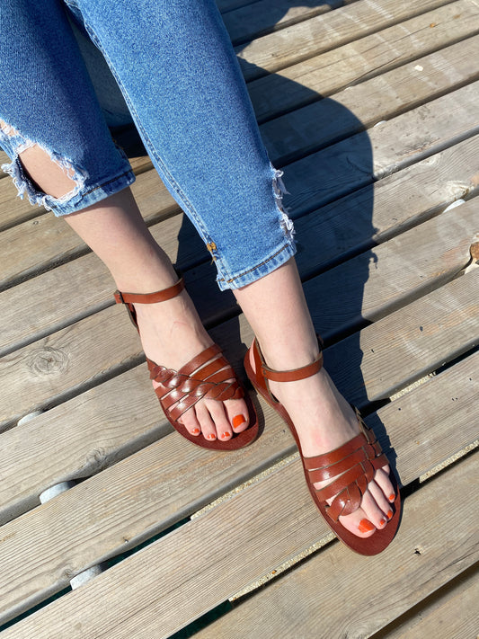 Bondi Chestnut Brown Leather Women's Sandals