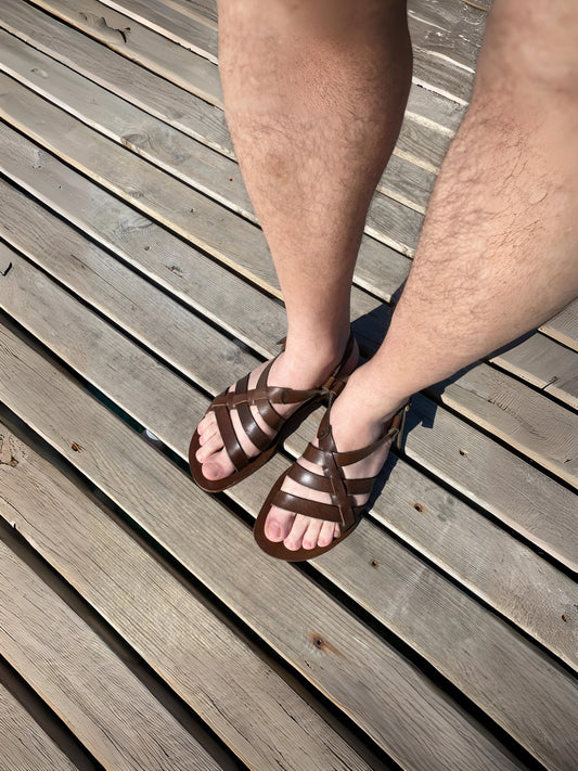 Ozi Dark Brown Leather Men's Sandals