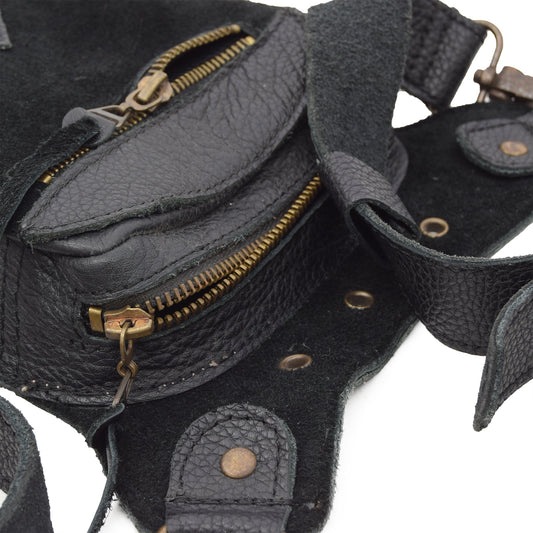 Black Leather Belt Bag Faelan