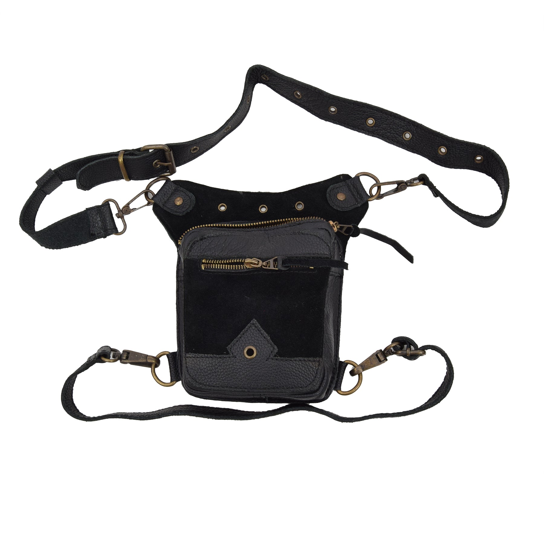 Black Leather Belt Bag Faelan