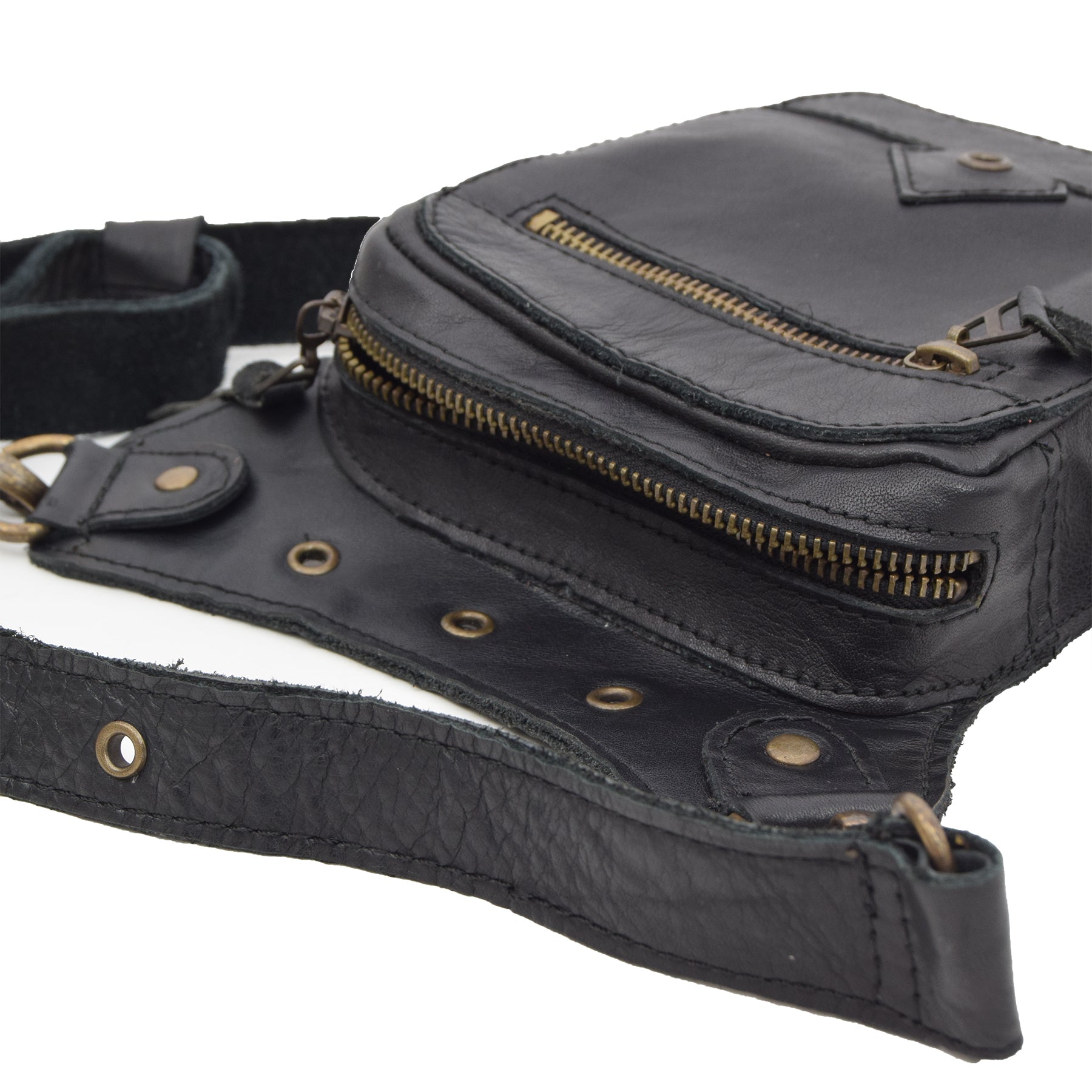 Black Leather Belt Bag Orithia