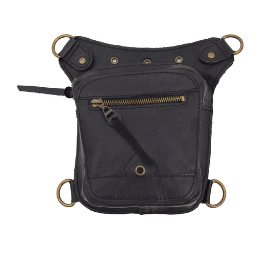 Black Leather Belt Bag Orithia