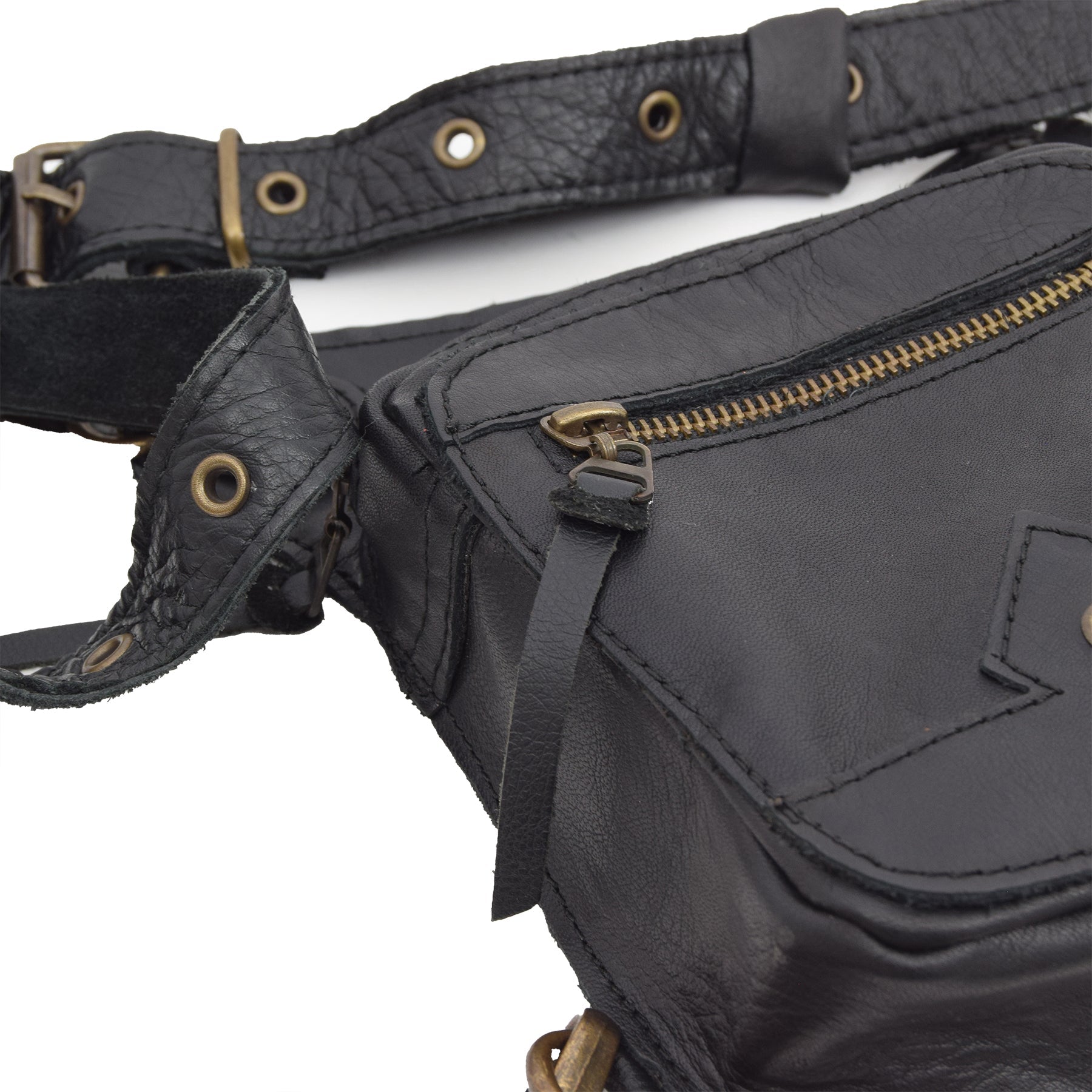 Black Leather Belt Bag Orithia