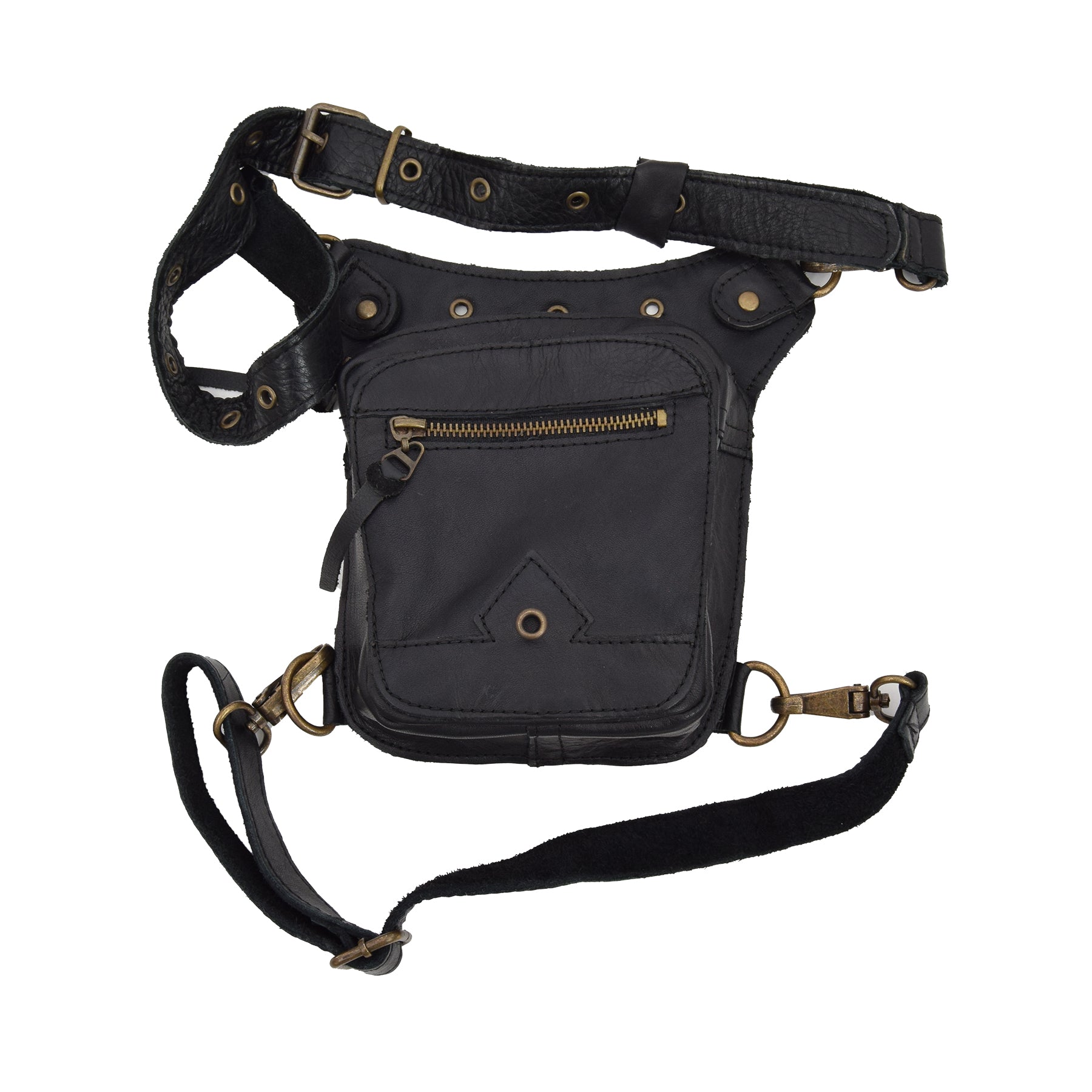 Black Leather Belt Bag Orithia