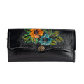 Black Leather Carved & Crafted Hand Bags Two Roses