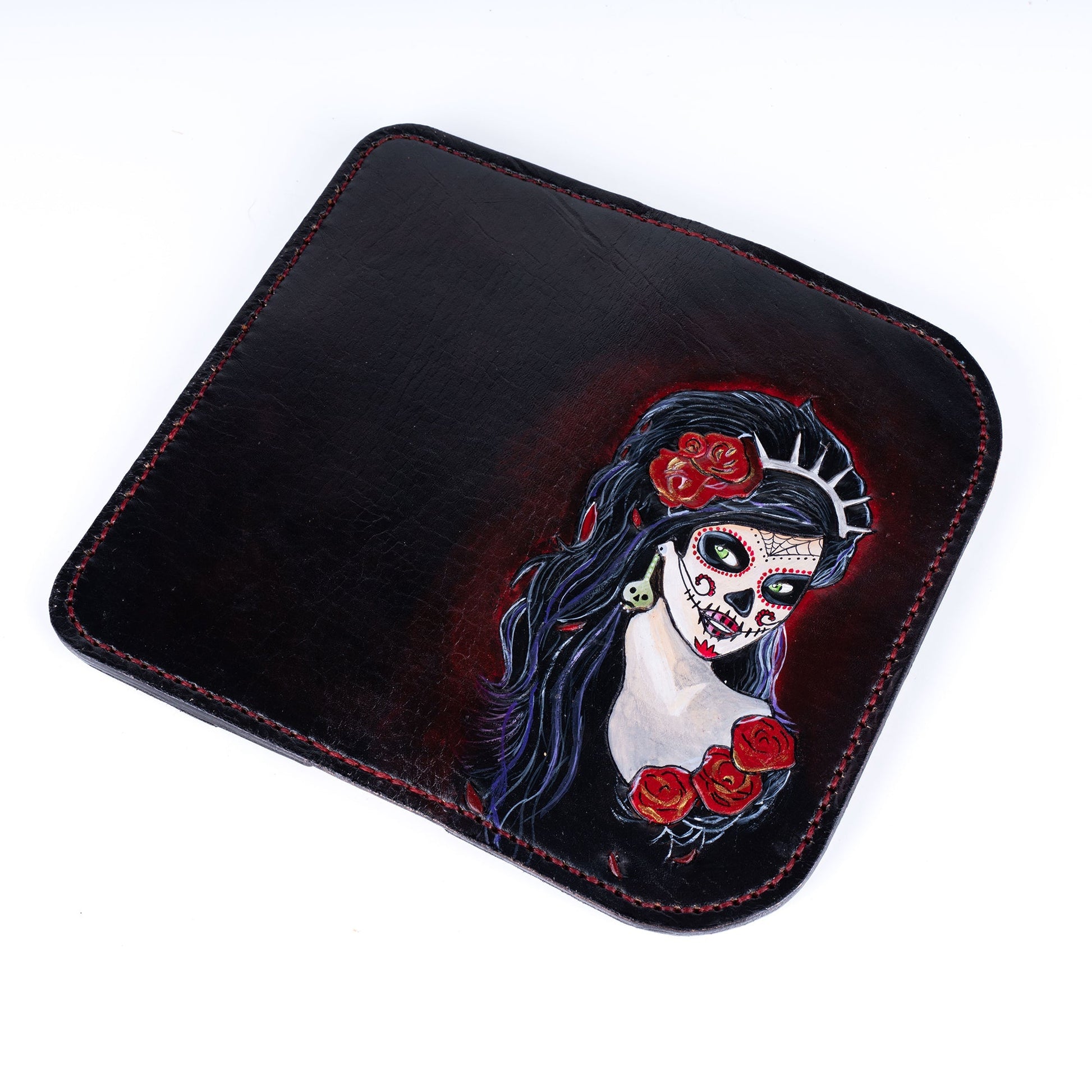 Black Leather Carved & Crafted Wallet Hallowen Women