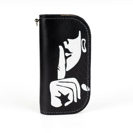 Black Leather Carved & Crafted Wallet Sussh