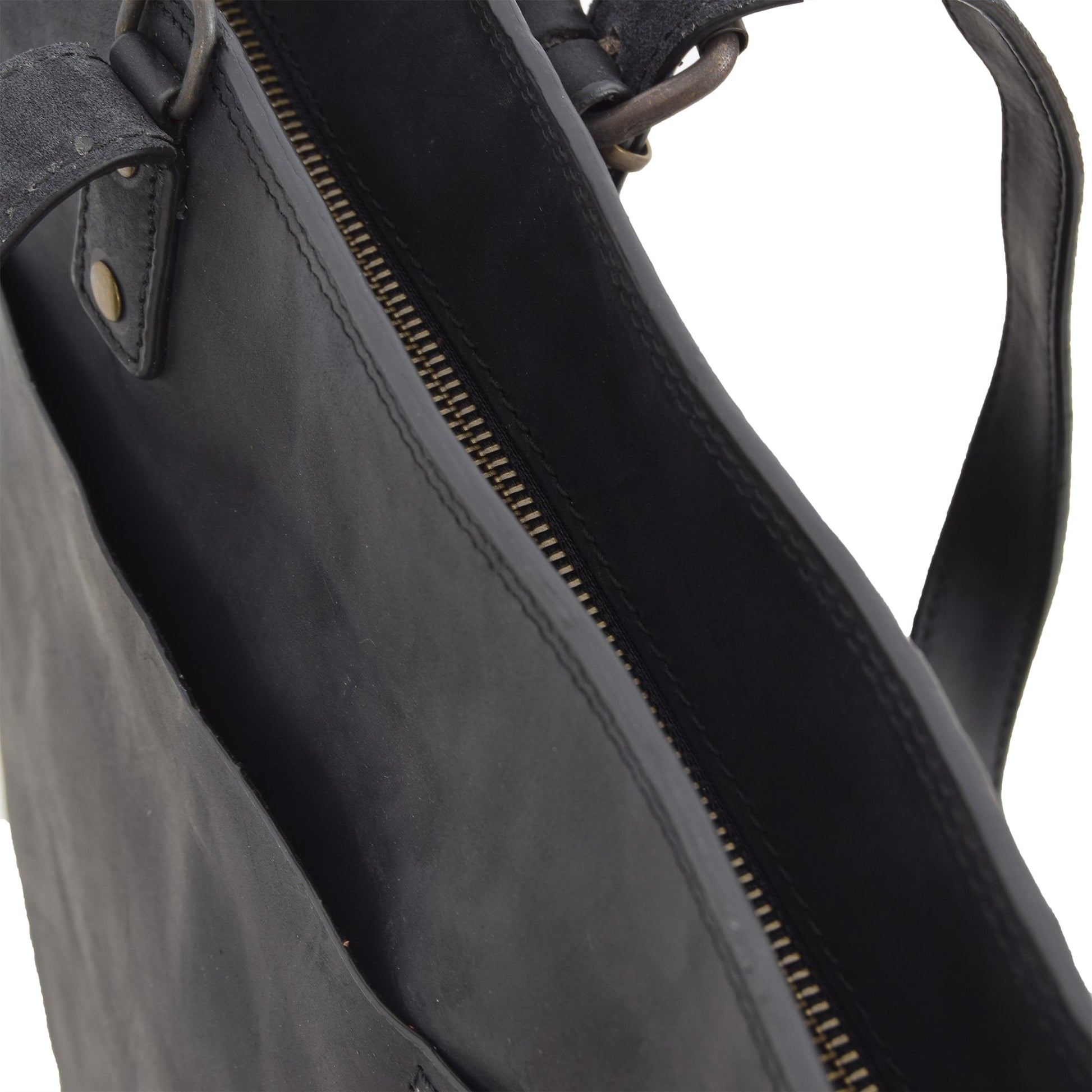 Black Leather Tote Bag Helissa