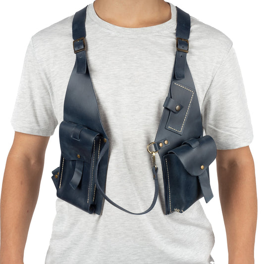 Blue Shoulder Leather Holster With Pocket Regulus