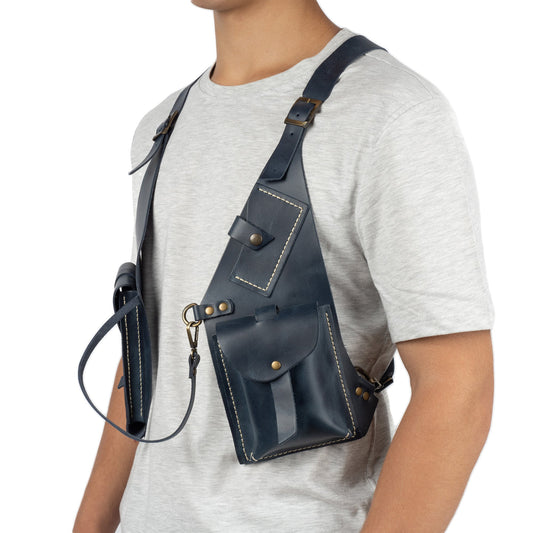 Blue Shoulder Leather Holster With Pocket Regulus