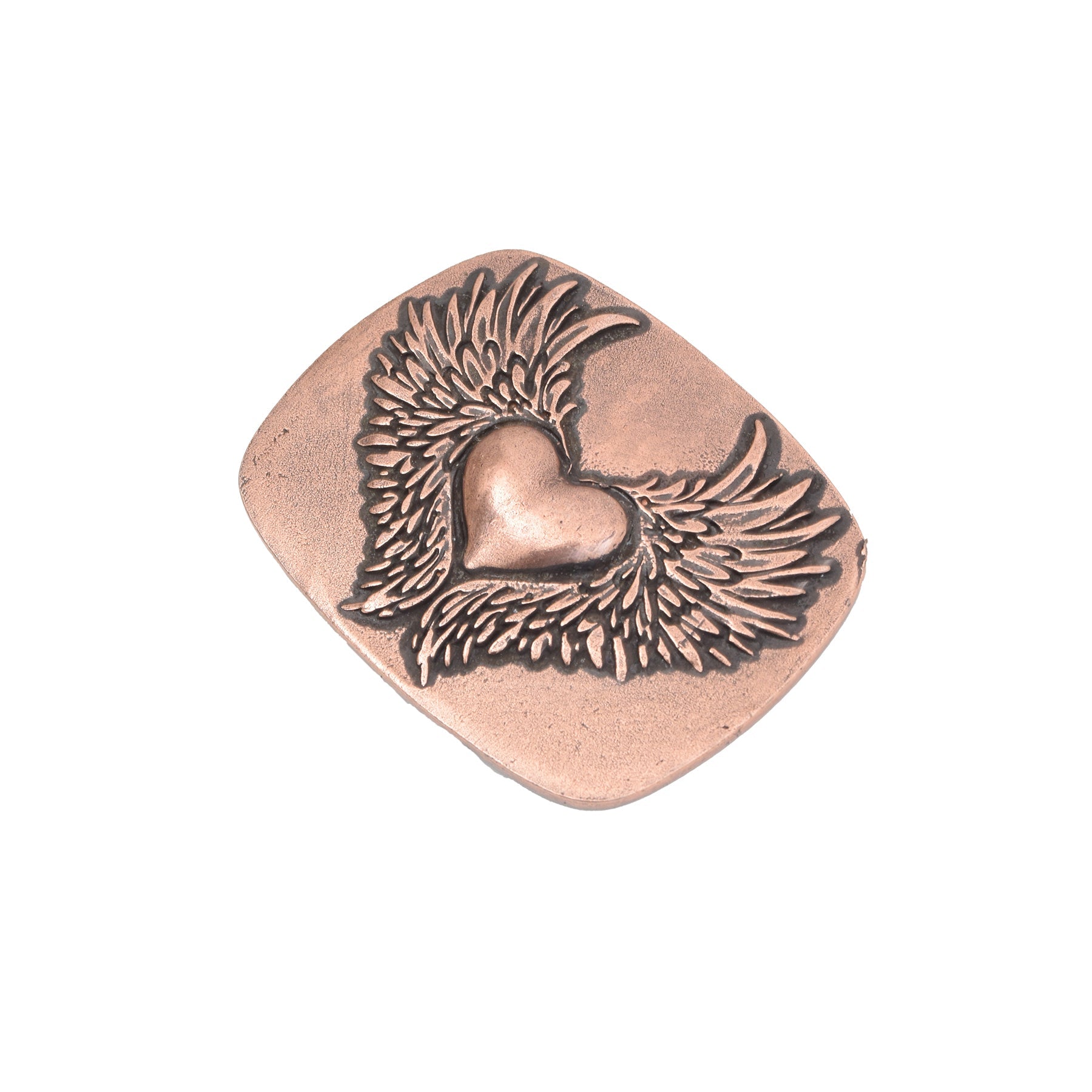 Bronze Toned Removable Metal Belt Buckle Heart of Wings