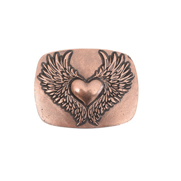 Bronze Toned Removable Metal Belt Buckle Heart of Wings