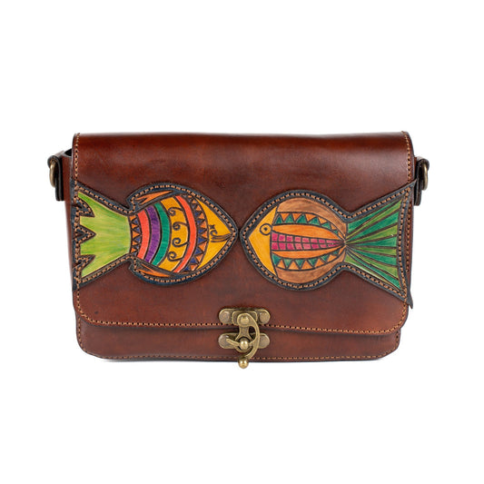 Brown Leather Carved & Crafted Hand Bags Licomedia