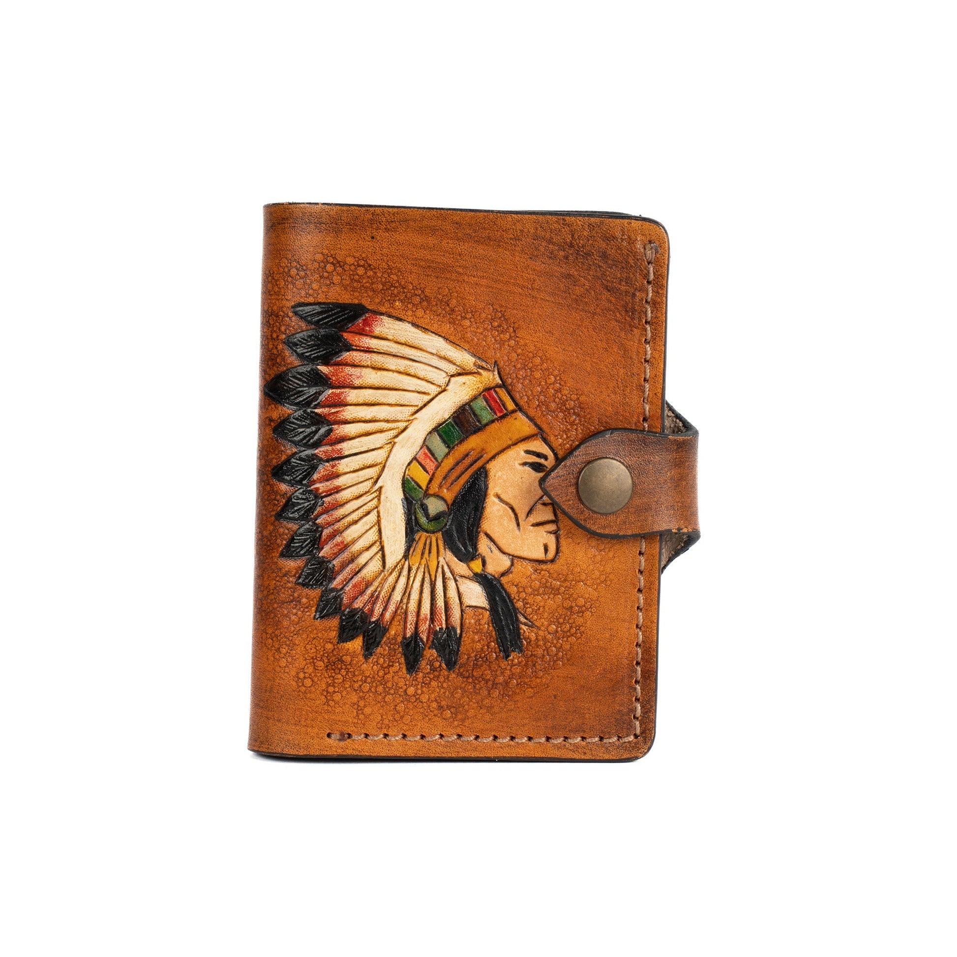 Brown Leather Carved & Crafted Wallet Apachi