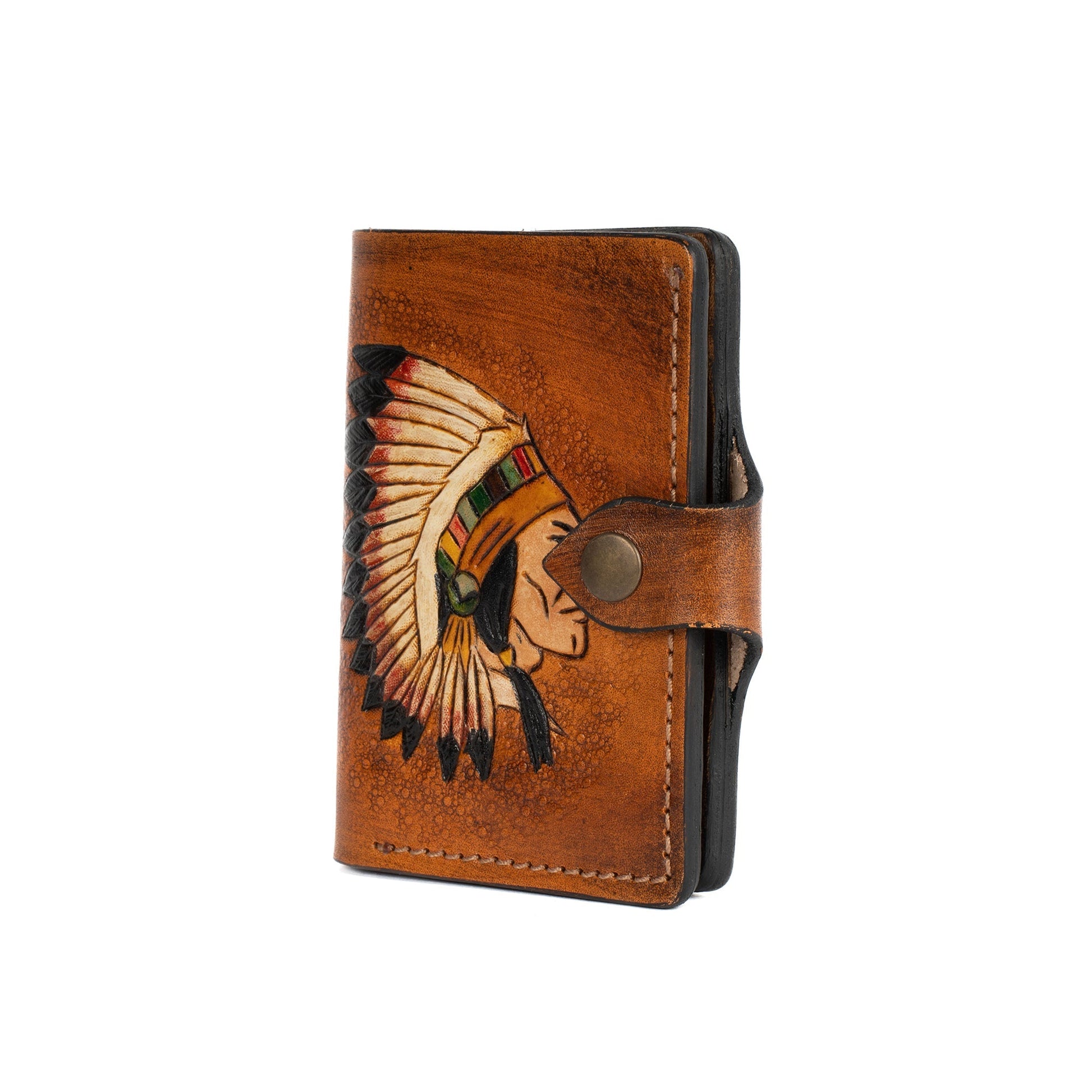 Brown Leather Carved & Crafted Wallet Apachi