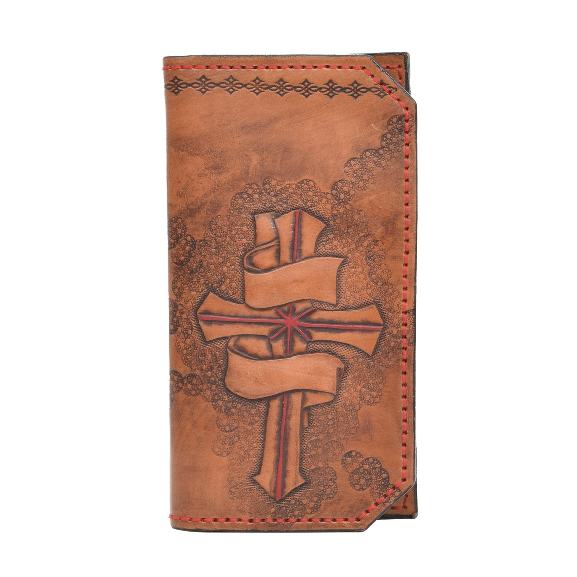 Brown Leather Carved & Crafted Wallet Christian