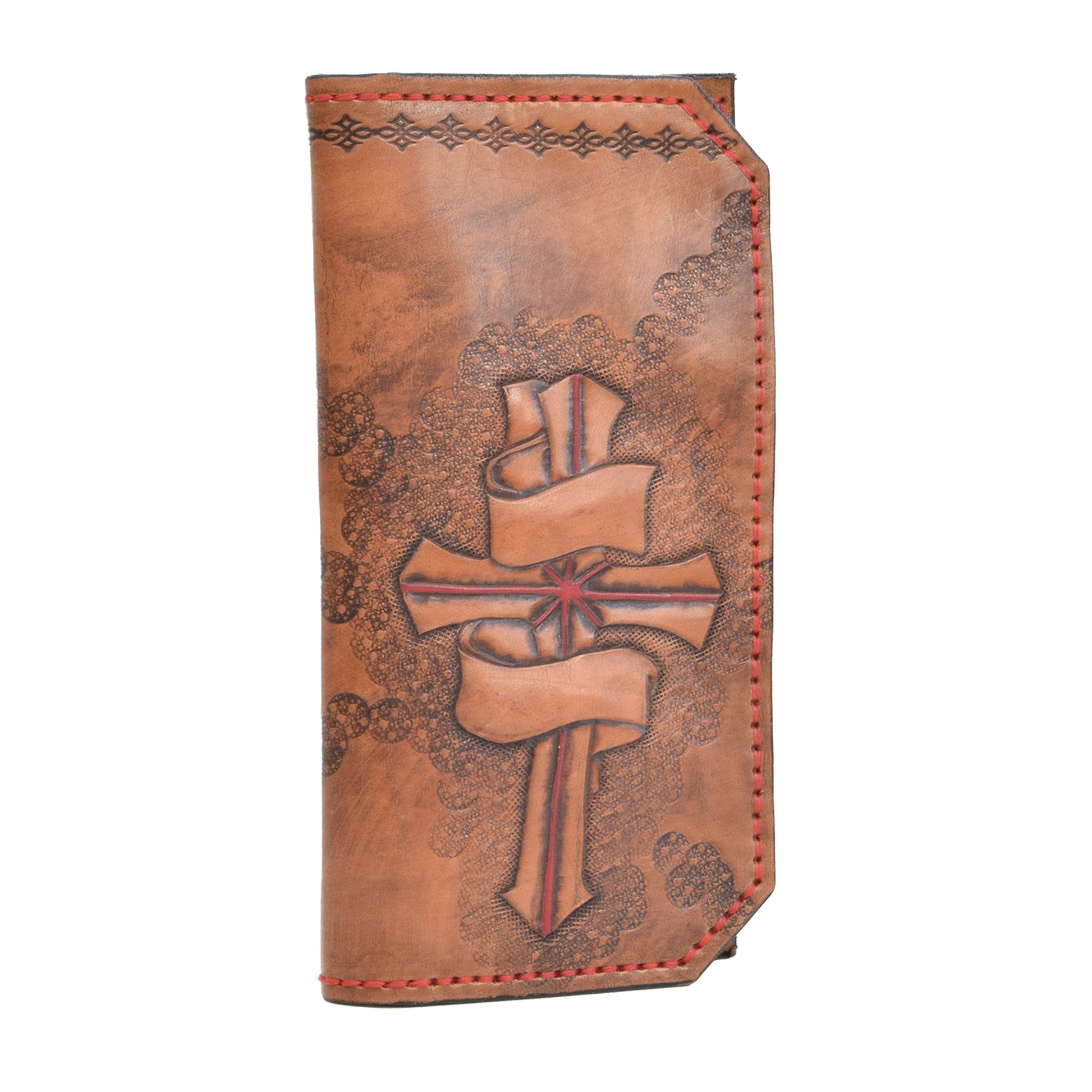 Brown Leather Carved & Crafted Wallet Christian