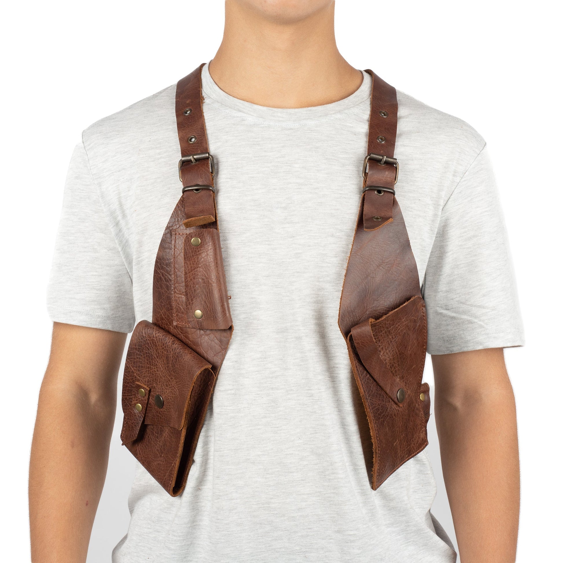 Brown Shoulder Leather Holster With Pocket Capella