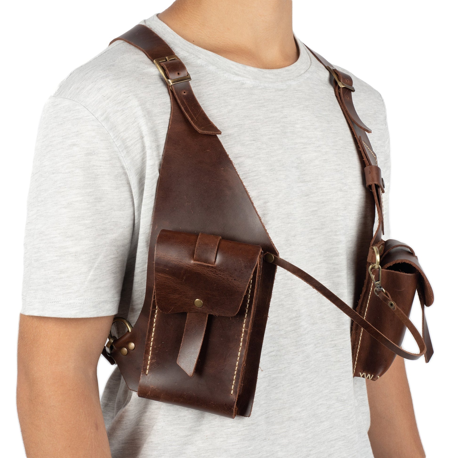 Brown Shoulder Leather Holster With Pocket Regulus