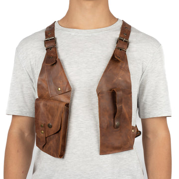 Capella Brown Shoulder Leather Holster With Pocket