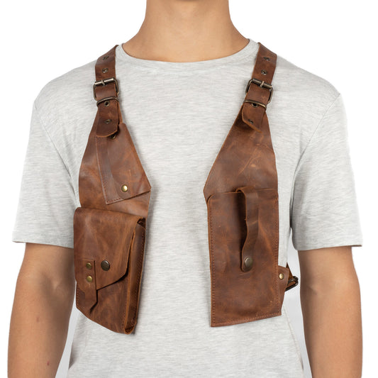 Capella Brown Shoulder Leather Holster With Pocket