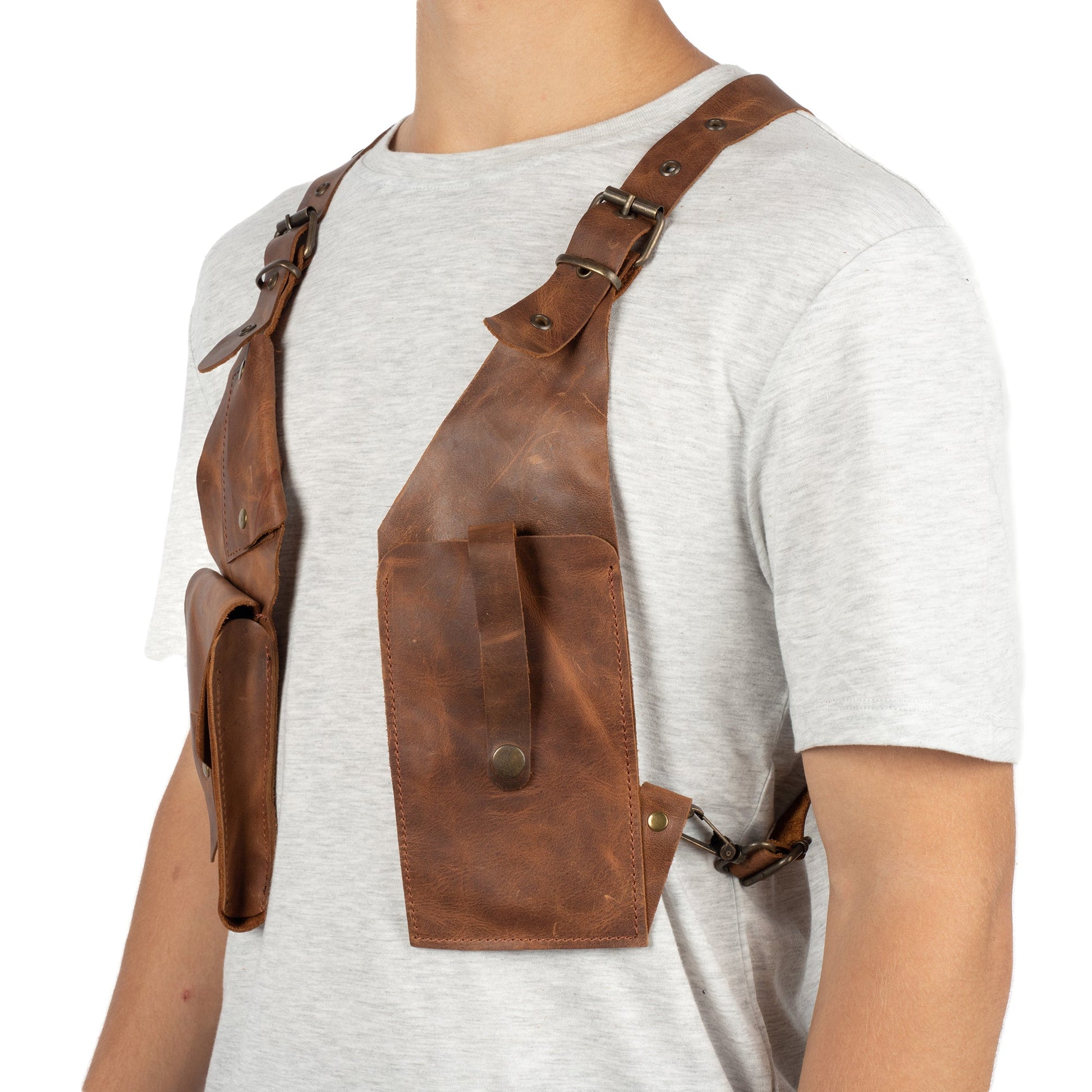 Capella Brown Shoulder Leather Holster With Pocket