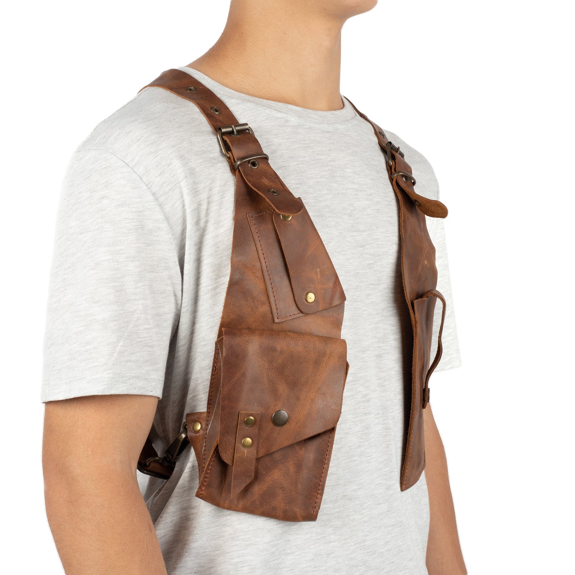 Capella Brown Shoulder Leather Holster With Pocket