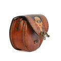 Chestnut Brown Leather Carved & Crafted Hand Bags Frida