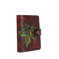 Chestnut Brown Leather Carved & Crafted Wallet Leaf