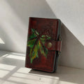 Chestnut Brown Leather Carved & Crafted Wallet Leaf