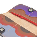 Colorfull Leather Carved & Crafted Wallet Cat