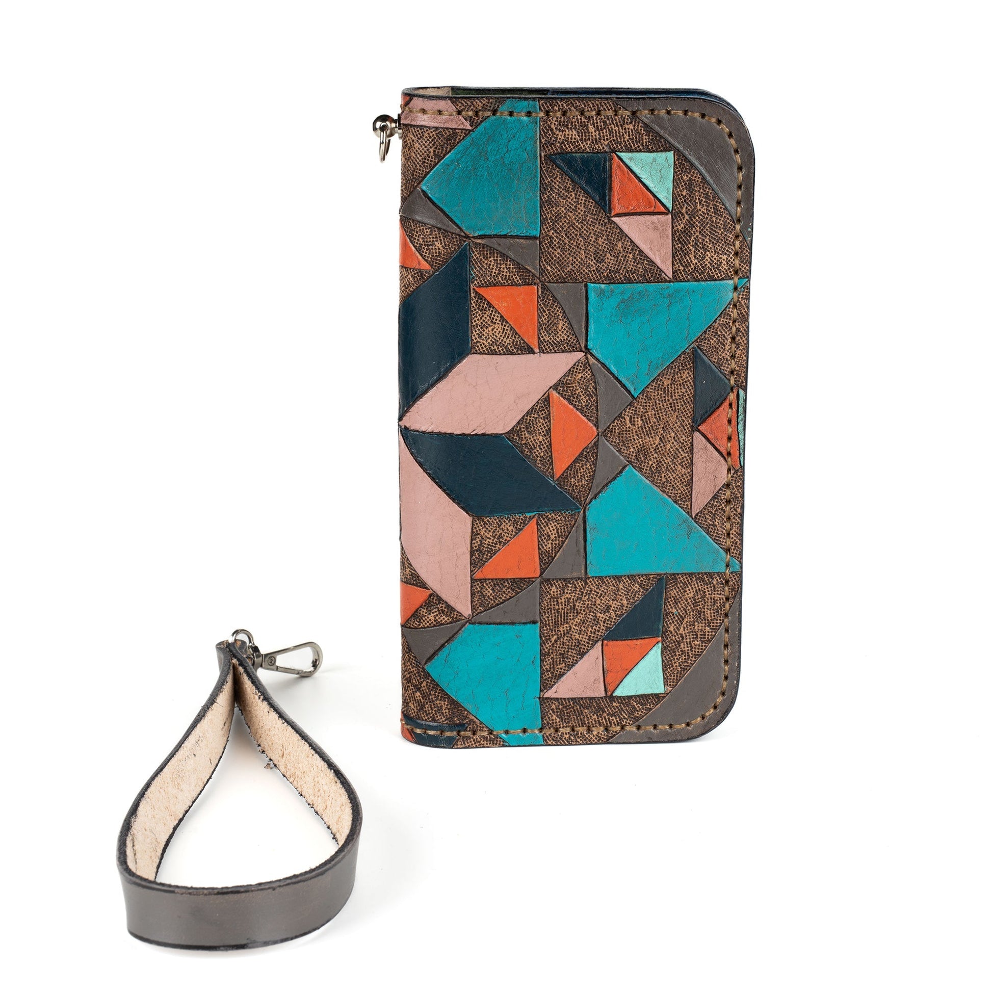 Colorfull Leather Carved & Crafted Wallet Geometric