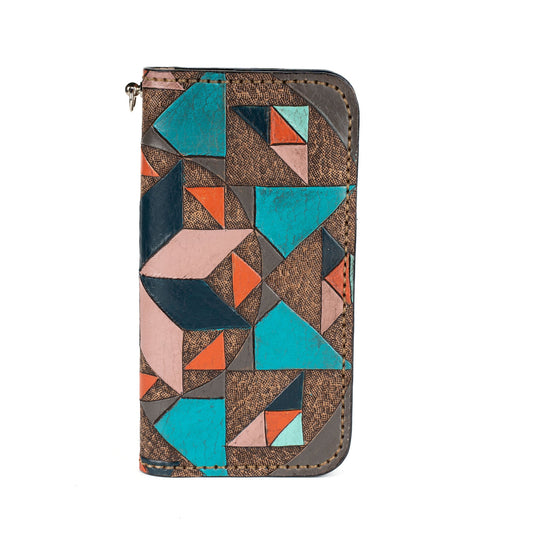 Colorfull Leather Carved & Crafted Wallet Geometric