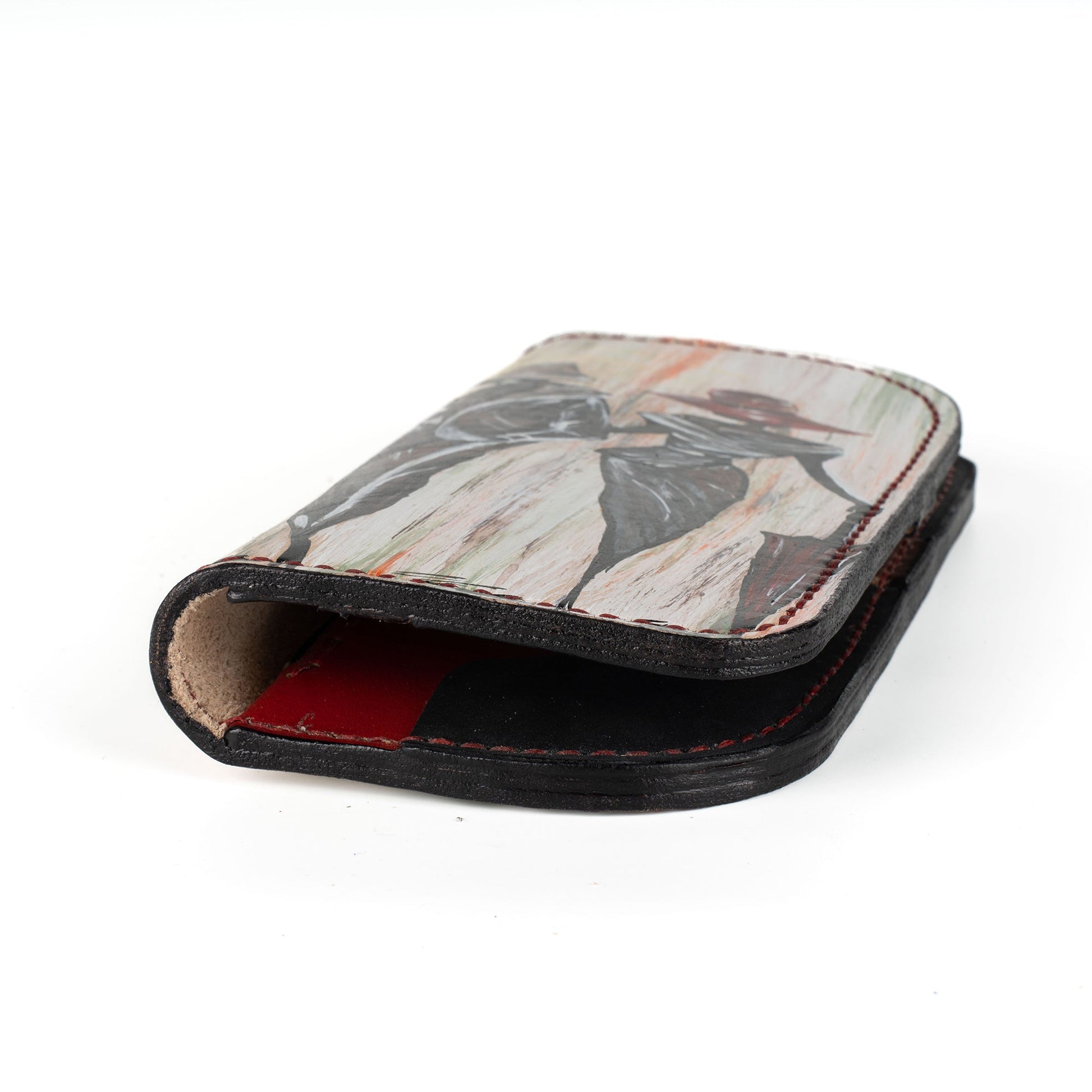 Colorfull Leather Carved & Crafted Wallet Rainy Way