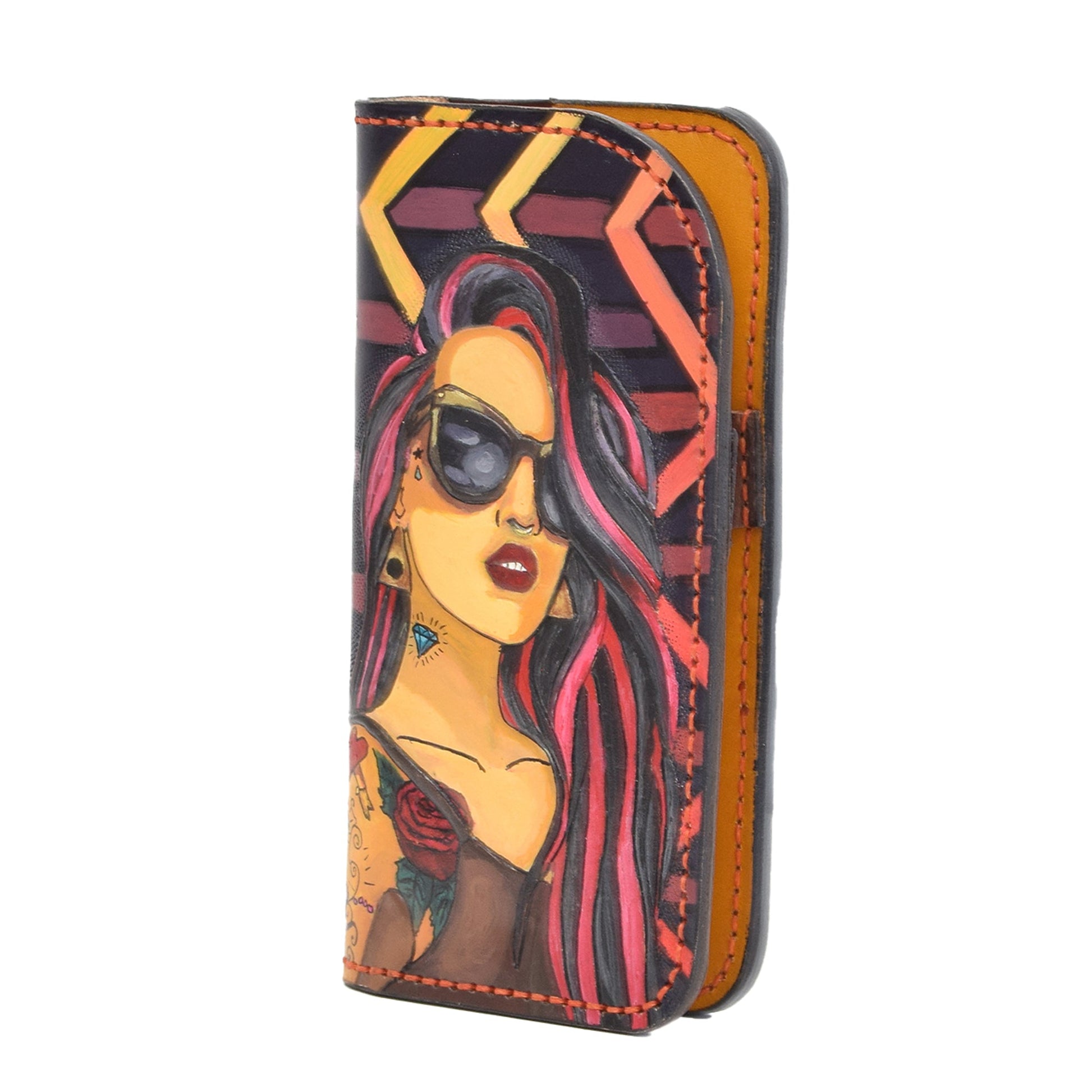 Colorfull Leather Carved & Crafted Wallet Rebel