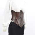 Cropped Leather Bustier Dark Brown Nora