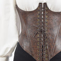 Cropped Leather Bustier Dark Brown Nora