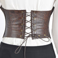 Cropped Leather Bustier Dark Brown Nora