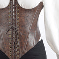 Cropped Leather Bustier Dark Brown Nora