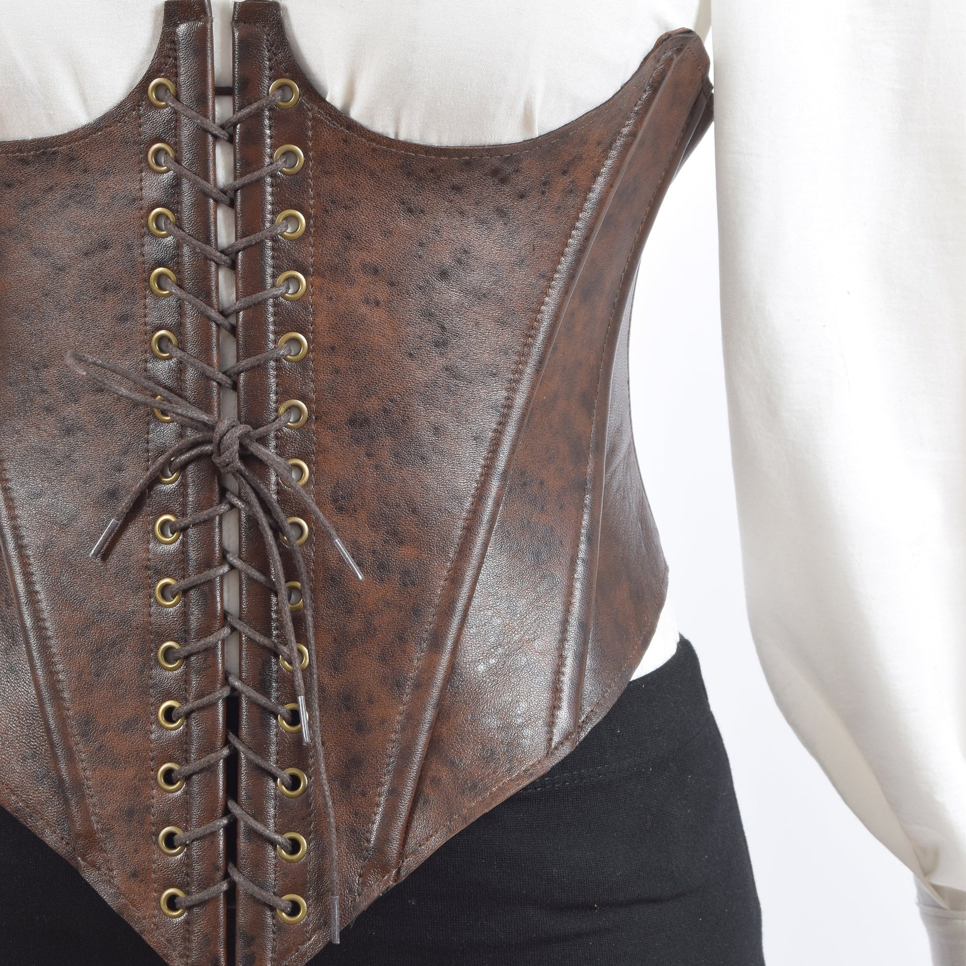 Cropped Leather Bustier Dark Brown Nora