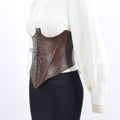 Cropped Leather Bustier Dark Brown Nora