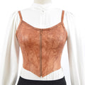 Cropped Leather Bustier Tan Lucy